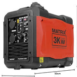 Matrix Notstromaggregat Benzin leise Inverter Stromerzeuger 3300 Watt Stromgenerator mit USB Stromaggregat digitaler Generator 230V 12V leicht tragbar Eco Modus PG 3000i-USB | 4 Takt | 59 dB(A) | 24kg