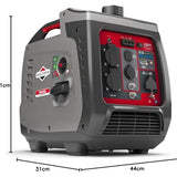 Briggs & Stratton 030800 Benzin Inverter Stromerzeuger Generator der PowerSmart Serie P2400 mit 2400 Watt/1800 Watt sauberem Strom, ultraleise und leichtgewichtigise, W, 230 V, Grau / Rot