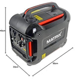 Matrix Notstromaggregat Benzin leise 2000 Watt Digitaler Generator Inverter Stromerzeuger Stromaggregat tragbar Stromgenerator silent | PG 2000i-2 | 4-takt | 2x230V | leise 59 dB(A)