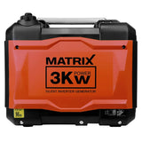 Matrix Notstromaggregat Benzin leise Inverter Stromerzeuger 3300 Watt Stromgenerator mit USB Stromaggregat digitaler Generator 230V 12V leicht tragbar Eco Modus PG 3000i-USB | 4 Takt | 59 dB(A) | 24kg