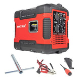 Matrix Notstromaggregat Benzin leise 2000 Watt Inverter Stromerzeuger Stromgenerator mit USB Stromaggregat digitaler Generator Eco Modus sehr leise PG 2000i-USB | 4 Takt | 2x230V | 12V | 2xUSB | 23kg