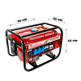 Stromgenerator mit Benzin | Stromerzeuger mit Zubehör | Notstromaggregat leise | 5 Steckdosen 3x 230V / 1x 400V / 1x 12 V | 6,5 PS (Stromgenerator mit Zugstarter)